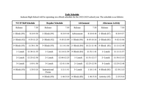 2022-2023 Bell Schedule